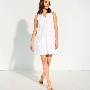 Hatley The Lauren White Ruffled Sundress Eyelet Lace Cotton Mini Dress Sz XS NEW